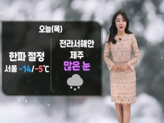 [날씨] 오늘(목) 한파 절정, 서울 영하 14℃…전라서해안/제주 폭설