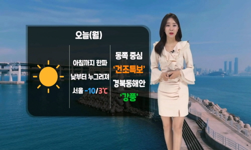 [날씨] 오늘(월) 낮부터 추위 누그러져…대기 건조해