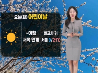 [날씨] 오늘(화) 어린이날, 맑은 하늘…일교차 커