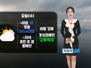 [날씨] 오늘(수) 전국 강한 바람…아침까지 영동 '비'