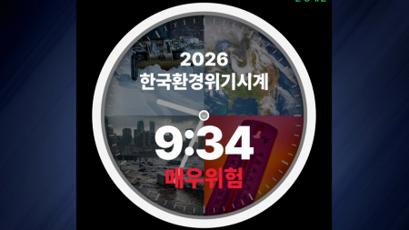 한국 환경위기시계 밤 9시 34분...다시 '매우 위험'